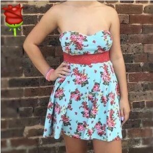 Velvet Room Floral Empire Waist Strapless Dress